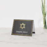 THANK YOU bar mitzvah gold star grey chalkboard<br><div class="desc">[ NOTE - THE GOLD EFFECT IS A PRINTED PICTURE ] A modern, simple design for a THANK YOU CARD Setup as a template it is simple for you to add your own details, or hit the customise button and you can add or change text, fonts, sizes etc TIP ::...</div>