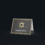 THANK YOU bar mitzvah gold star grey chalkboard Card<br><div class="desc">[ NOTE - THE GOLD EFFECT IS A PRINTED PICTURE ] A modern, simple design for a THANK YOU CARD Setup as a template it is simple for you to add your own details, or hit the customise button and you can add or change text, fonts, sizes etc TIP ::...</div>
