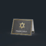 THANK YOU bar mitzvah gold star grey chalkboard Card<br><div class="desc">[ NOTE - THE GOLD EFFECT IS A PRINTED PICTURE ] A modern, simple design for a THANK YOU CARD Setup as a template it is simple for you to add your own details, or hit the customise button and you can add or change text, fonts, sizes etc TIP ::...</div>