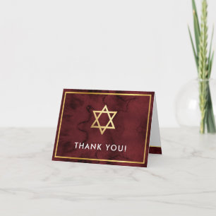 THANK YOU bar mitzvah gold star maroon dark red