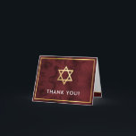 THANK YOU bar mitzvah gold star maroon dark red Card<br><div class="desc">[ NOTE - THE GOLD EFFECT IS A PRINTED PICTURE ] A modern, simple design for a THANK YOU CARD Setup as a template it is simple for you to add your own details, or hit the customise button and you can add or change text, fonts, sizes etc TIP ::...</div>