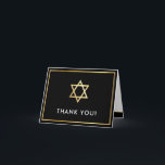 THANK YOU bar mitzvah gold star of david black<br><div class="desc">[ NOTE - THE GOLD EFFECT IS A PRINTED PICTURE ] A modern, simple design for THANK YOU CARD Setup as a template it is simple for you to add your own details, or hit the ize button and you can add or change text, fonts, customsizes, etc TIP: 1. To...</div>