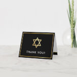 THANK YOU bar mitzvah gold star of david black<br><div class="desc">[ NOTE - THE GOLD EFFECT IS A PRINTED PICTURE ] A modern, simple design for THANK YOU CARD Setup as a template it is simple for you to add your own details, or hit the ize button and you can add or change text, fonts, customsizes, etc TIP: 1. To...</div>