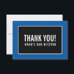 THANK YOU BAR MITZVAH minimalist black royal blue<br><div class="desc">by kat massard >>> https://linktr.ee/simplysweetpaperie <<< A simple, stylish way to say thank you to your guest's for attending your event. Setup as a template it is simple for you to add your own details, or hit the customise button and you can add or change text, fonts, sizes etc TIP...</div>