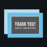 THANK YOU BAR MITZVAH minimalist grid blue grey<br><div class="desc">by kat massard >>> https://linktr.ee/simplysweetpaperie <<< A simple, stylish way to say thank you to your guest's for attending your event. Setup as a template it is simple for you to add your own details, or hit the customise button and you can add or change text, fonts, sizes etc TIP...</div>