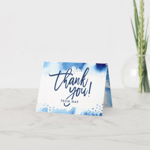 THANK YOU bar mitzvah modern dark blue painted Card