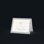 THANK YOU bar mitzvah modern gold jewish star grey Card<br><div class="desc">[ NOTE - THE GOLD EFFECT IS A PRINTED PICTURE ] A modern, simple design for THANK YOU CARD Setup as a template it is simple for you to add your own details, or hit the ize button and you can add or change text, fonts, customsizes, etc TIP: 1. To...</div>
