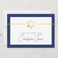 THANK YOU bar mitzvah modern gold jewish star navy