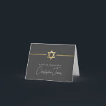 THANK YOU bar mitzvah modern gold star grey grey Card<br><div class="desc">[ NOTE - THE GOLD EFFECT IS A PRINTED PICTURE ] A modern, simple design for THANK YOU CARD Setup as a template it is simple for you to add your own details, or hit the ize button and you can add or change text, fonts, customsizes, etc TIP: 1. To...</div>