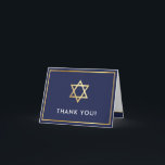 THANK YOU bar mitzvah modern gold star navy blue Card<br><div class="desc">[ NOTE - THE GOLD EFFECT IS A PRINTED PICTURE ] A modern, simple design for a THANK YOU CARD Setup as a template it is simple for you to add your own details, or hit the customise button and you can add or change text, fonts, sizes etc TIP ::...</div>