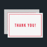 THANK YOU BAR MITZVAH modern simple red grey<br><div class="desc">by kat massard >>> https://linktr.ee/simplysweetpaperie <<< A simple, stylish way to say thank you to your guest's for attending your event. Setup as a template it is simple for you to add your own details, or hit the customise button and you can add or change text, fonts, sizes etc TIP...</div>