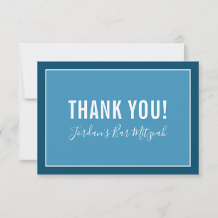 THANK YOU BAR MITZVAH modern star boy denim blue Card