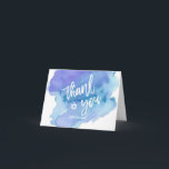 Thank you Bar Mitzvah Watercolor Blue Boy Card<br><div class="desc">Say thank you to your guests with these beautiful watercolor Bar Mitzvah thank you cards.  White letters with star of David in middle.  Watercolor blue,  turquoise colours.  Blank cards,  room to write personal message.  Get matching collection!</div>