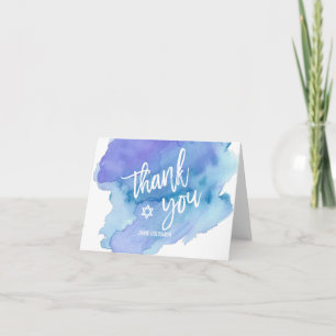 Thank you Bar Mitzvah Watercolor Blue Boy Card