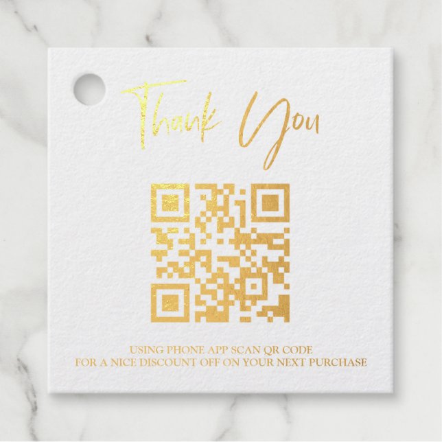 *~* Thank you Barcode QR Code Business Gift Tag (Front)