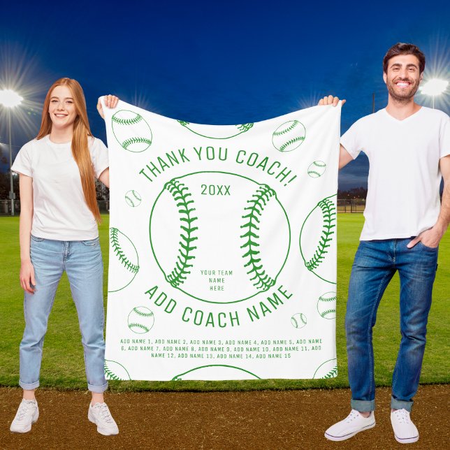 Thank You Baseball Coach Custom Team Player Names Fleece Blanket (Creator Uploaded)