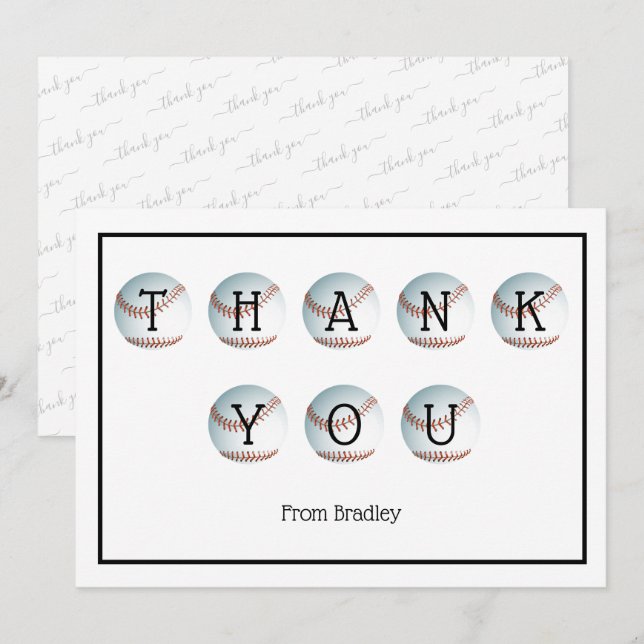 Thank You Baseball Custom Personalised Card (Front/Back)