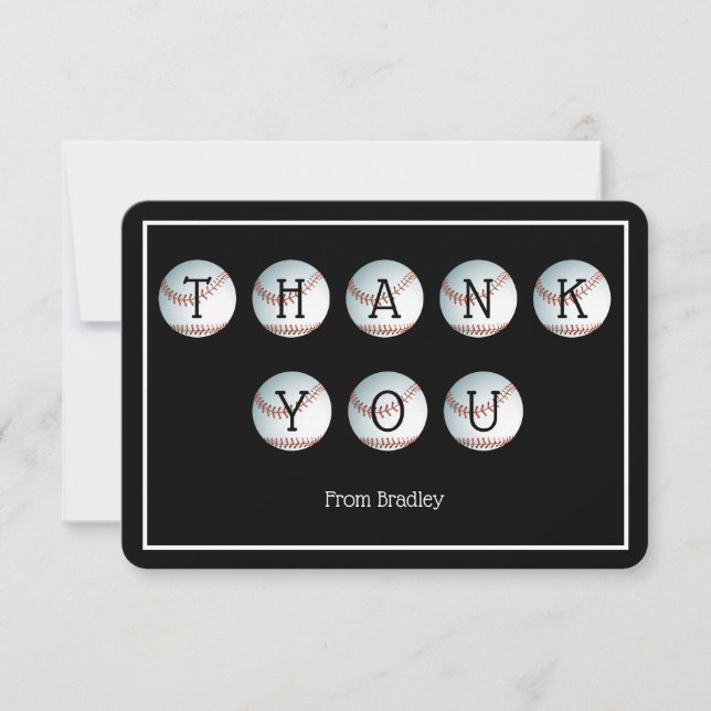 Thank You Baseball Custom Personalised Card (Front)