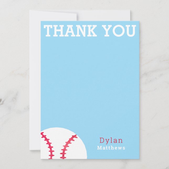 Thank You Baseball Sports Blue Personalised (Front)