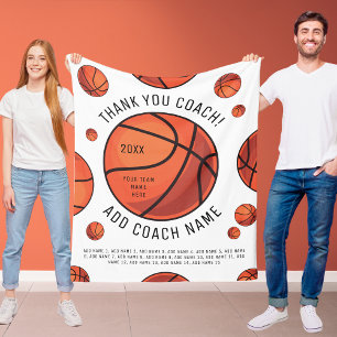 Thank You Basketball Coach Add Team Player Names Fleece Blanket