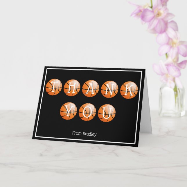 Thank You Basketball Custom Personalised Card (Orchid)