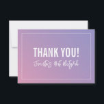 THANK YOU BAT MITZVAH modern purple pink gradient<br><div class="desc">by kat massard >>> https://linktr.ee/simplysweetpaperie <<< A simple, stylish way to say thank you to your guest's for attending your event. Setup as a template it is simple for you to add your own details, or hit the customise button and you can add or change text, fonts, sizes etc TIP...</div>