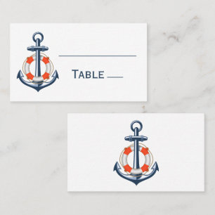 Thank You Beach Anchor Red Blue Nautical Wedding P Place Card