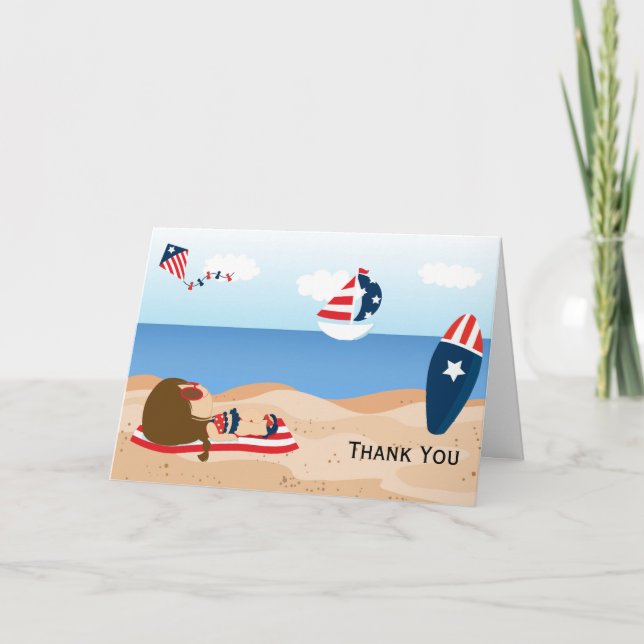 Thank You beach independence day party Card (Front)