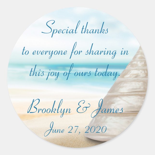 Thank You Beach Wedding Stickers (Front)