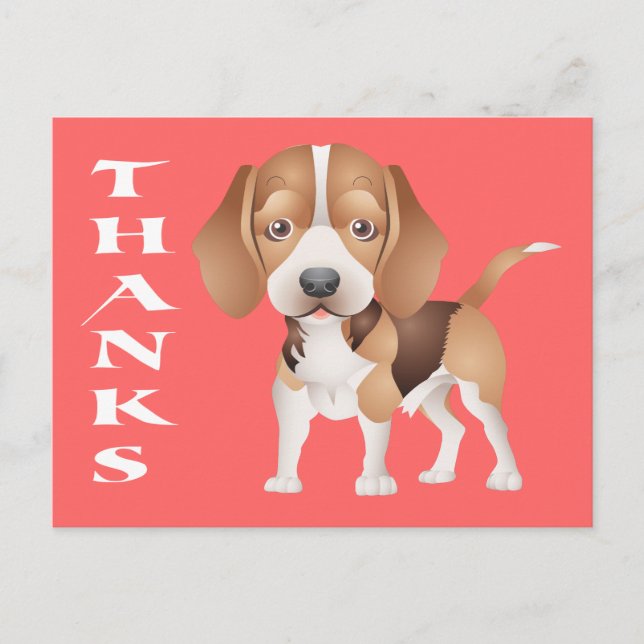 Thank You Beagle Puppy Dog Greeting Post Card (Front)