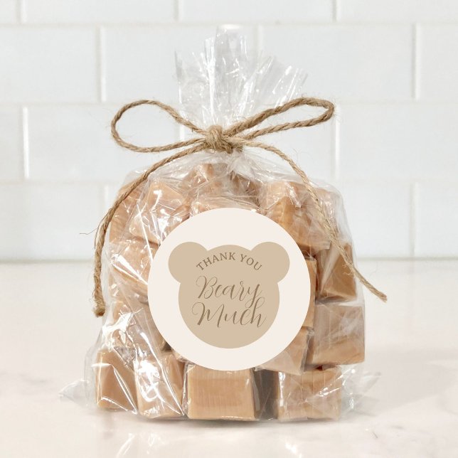 Thank You Beary Much Baby Shower Favour Classic Round Sticker (Creator Uploaded)
