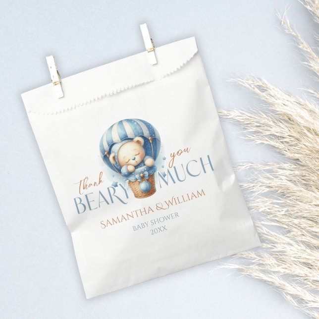  "Thank You Beary Much Blue Hot Air Balloon Favour Bags (Creator Uploaded)