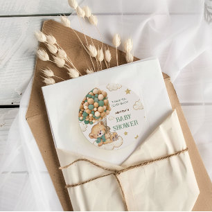 Thank You beary Much Green Baby Shower Classic Round Sticker