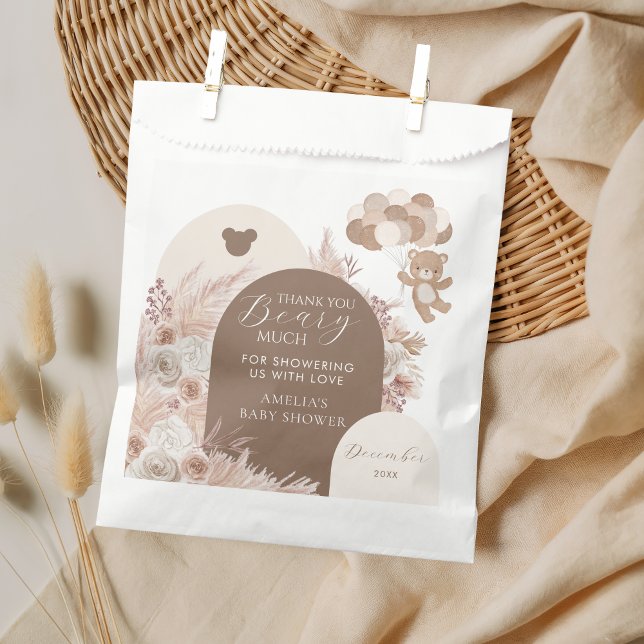 Thank You Beary Much Neutral Teddy Bear Boho Favour Bags (Creator Uploaded)