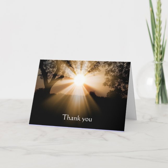 Thank you Beautiful Light Breaking  Sunset Sunrise Card (Front)