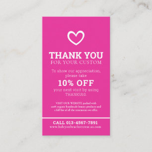 Thank you beauty health photo promo pink repeat business card