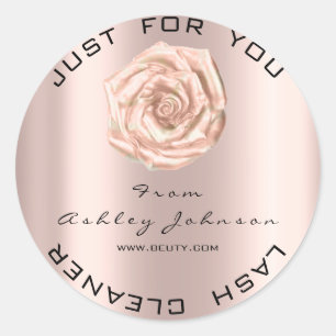 Thank You Beauty Salon Rose Pink Gold Lash Cleaner Classic Round Sticker