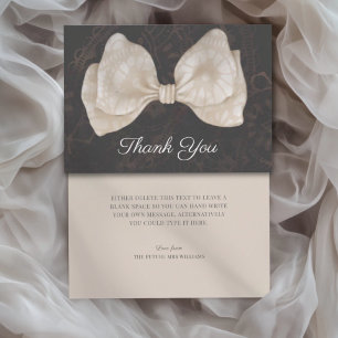 Thank You Beige Lace Bow Bridal Shower Card