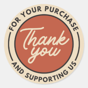 Thank you Beige red Classic Round Sticker