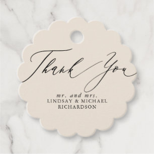 Thank You Beige Wedding Favour Tags