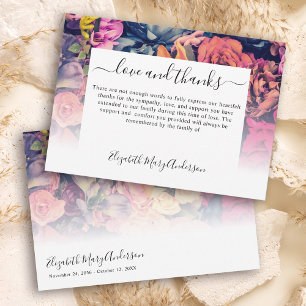 Thank You Bereavement Moody Floral Memorial Card