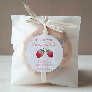 Thank You Berry Much Strawberries Red Pink Favour Classic Round Sticker