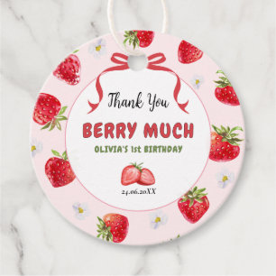 Thank You Berry Much Strawberry 1st Birthday Favour Tags
