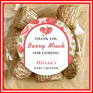 Thank You Berry Much Strawberry Baby Shower Classic Round Sticker