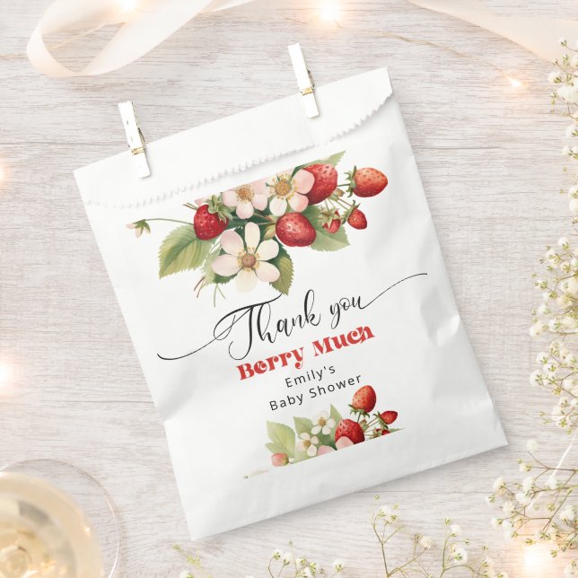 Thank you berry much Strawberry baby shower Favour Bags (Clipped)