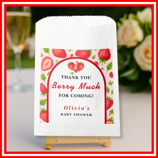 Thank You Berry Much Strawberry Baby Shower Favour Bags (Creator Uploaded)