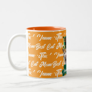 Thank You Best Cat Mom Cute Cat Leprechaun Hat, Two-Tone Coffee Mug