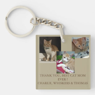 Thank You Best Cat Mum Customise Photo Name Key Ring