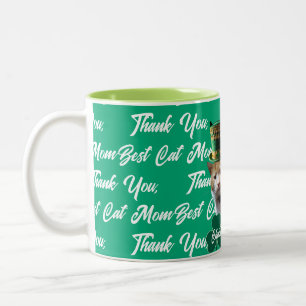 Thank You Best Cat Mum Cute Cat Leprechaun Hat, Two-Tone Coffee Mug