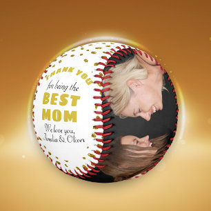 Thank you Best Mum Gold Glitter Mother`s Day Photo Baseball
